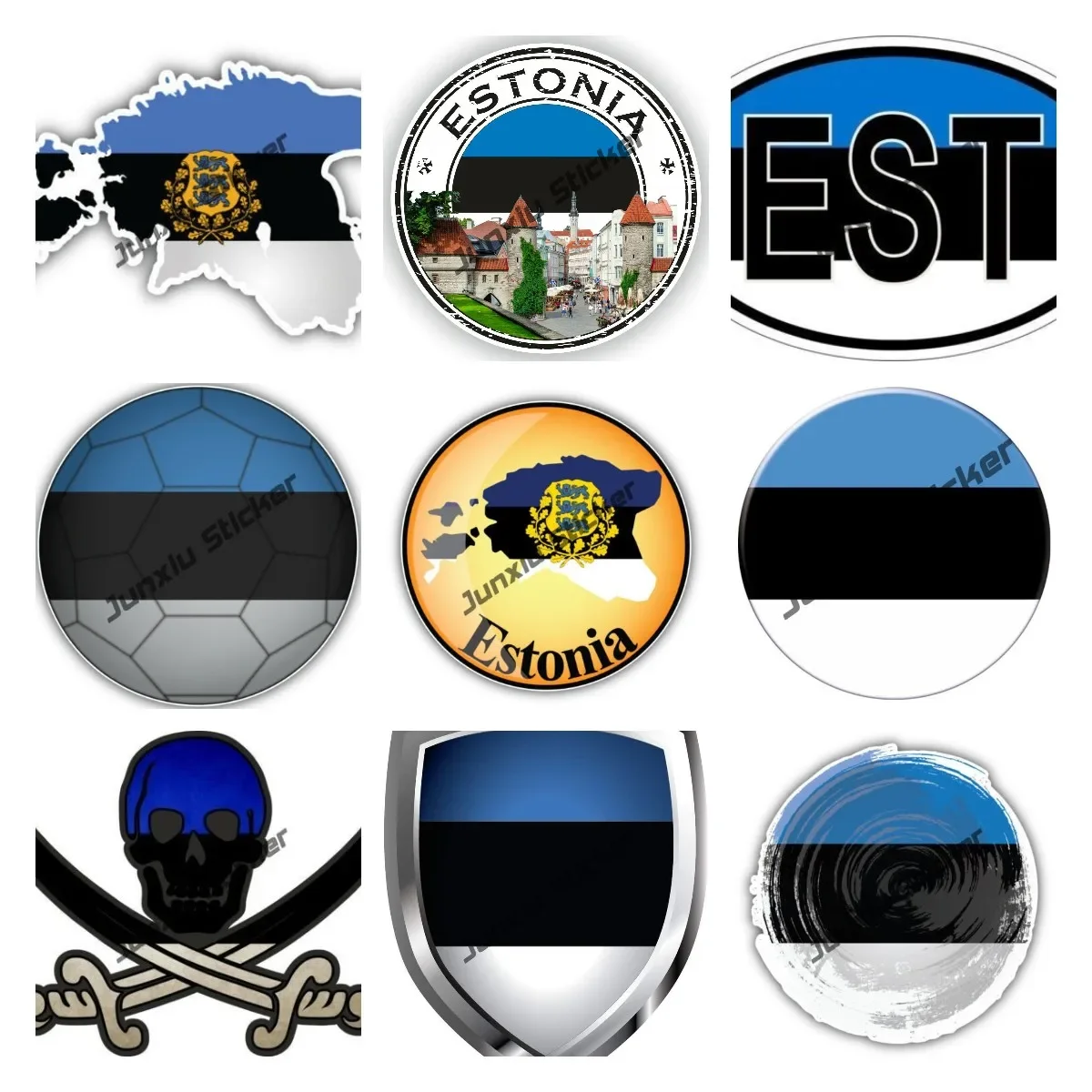 

Estonia Round Flag Car Sticker Estonia Country Code shield EST decal for Moto Bike Suitcase Waterproof Car Accessories Stickers