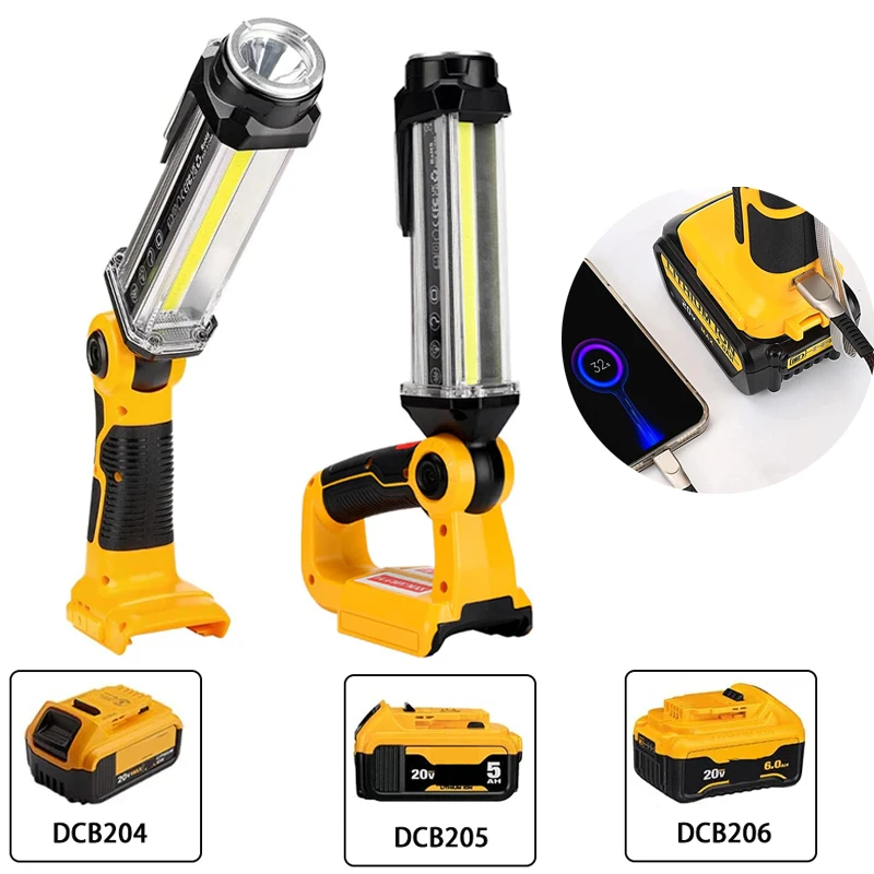 

2000LM LED Work Light for Dewalt 18V 20V Li-ion Battery Cordless Flashlight Portable Lanterns Spotlight for DEWALT DCB203 DCB205