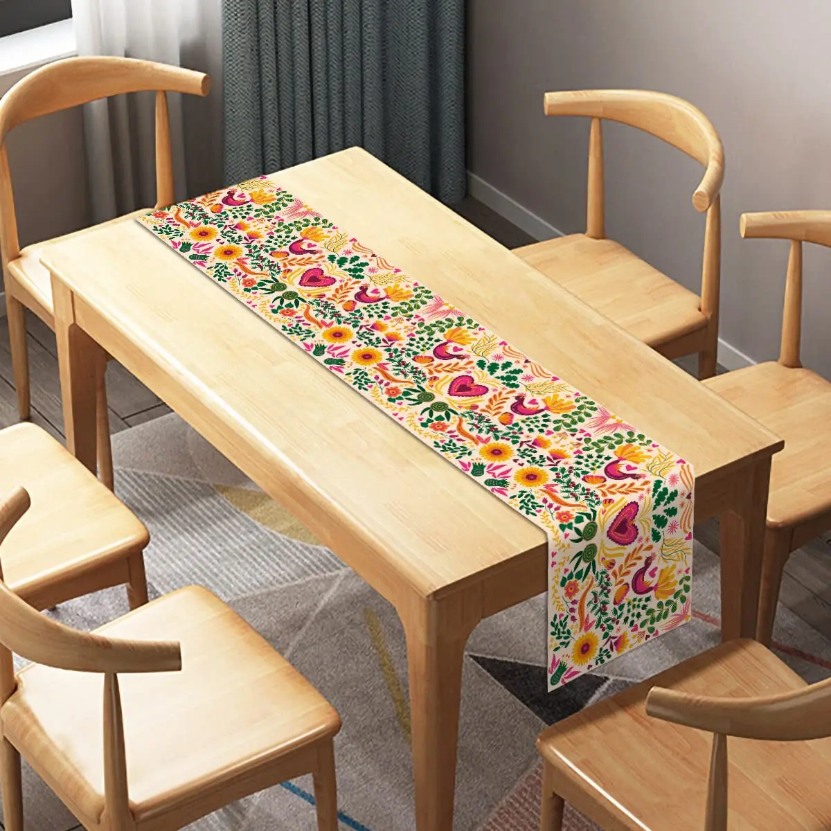 Mexican Fiesta Table Runner Mexico Cinco De Mayo Party Decoration Dia De Los Muertos Supply Home Kitchen Dining Room Decor