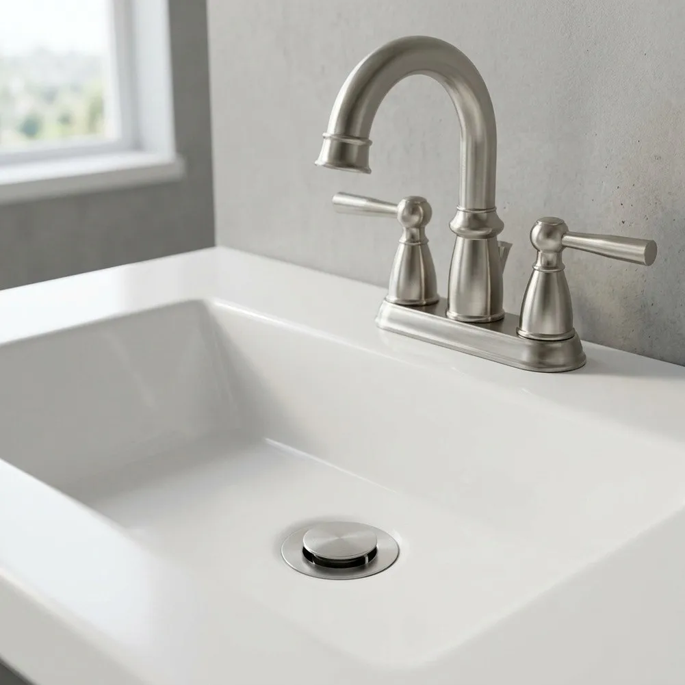 Stainless Steel Overflow Lift Drain for Bathroom Sinks Featuring Step Design Gasket and Efficient Water Flow Management