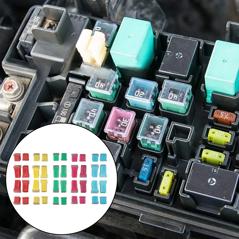 40Pcs Box Shaped Mini Car Fuse Combination Kit Box Shaped Fuses Assortment Kit (20A, 30A, 40A, 50A, 60A, 80A) For Cars, Trucks