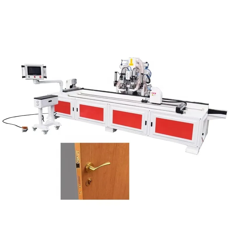 Automatic Wood CNC Door Lo ck Hole Drilling Hinge Boring Machine for Door Lo ck Hinge Hole Mortising Drilling Machine