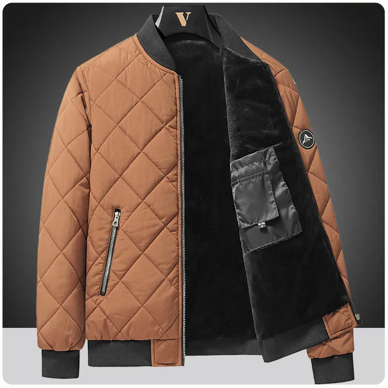 Plus Size 7XL 8XL Winter Jacket Men Windbreakers Stand Collar Thick Fleece Jacket Men Business Casual Coats Parkas Men Clothing