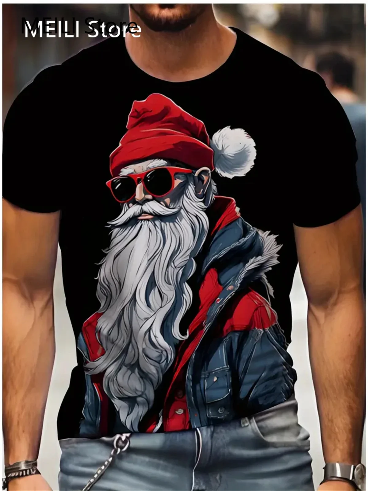 Christmas 3D Santa Claus Print T Shirt for Men Casual Short Sleeve Tee Shirts Fashion O-Neck Top New Year Gift Oversized T-Shirt