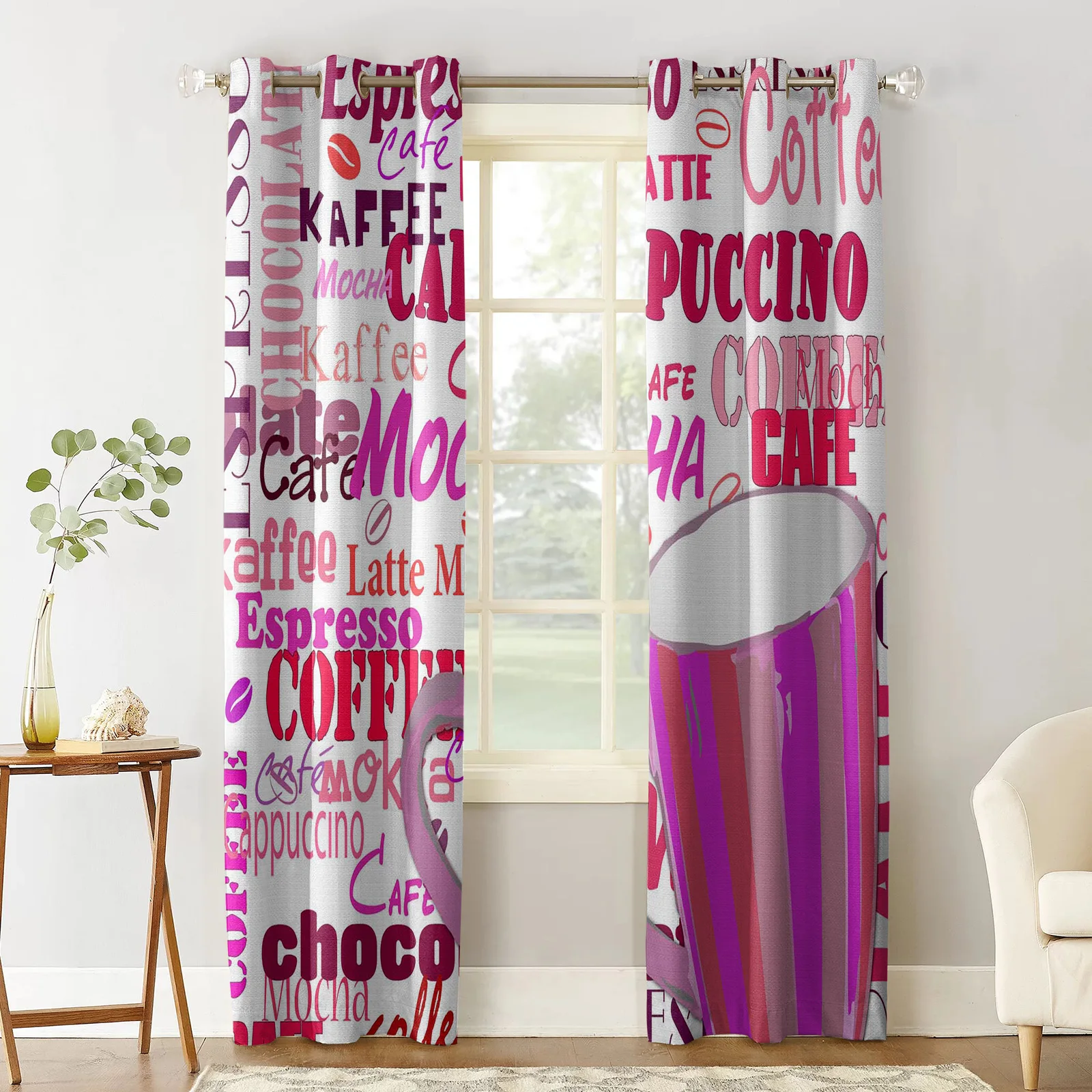 Coffee Cup Coffee Type Curtains for Living Room Kids Bedroom Blinds Windows Curtain Balcony Hall Custom Drape Long Cortinas