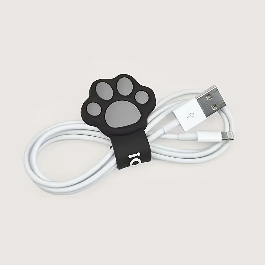10pcs Cartoon Cat Paw Cable Winders for Earphone Data Cable 