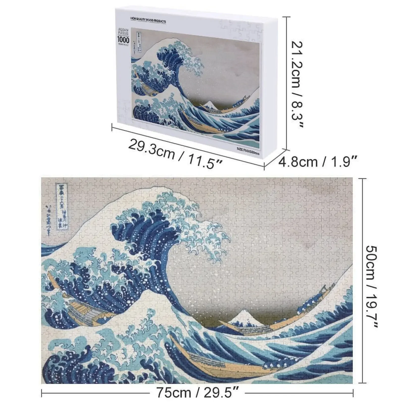 Under the Wave off Kanagawa - The Great Wave-katsusika Hokusai Jigsaw Puzzle Customizeds untuk anak-anak gambar teka-teki