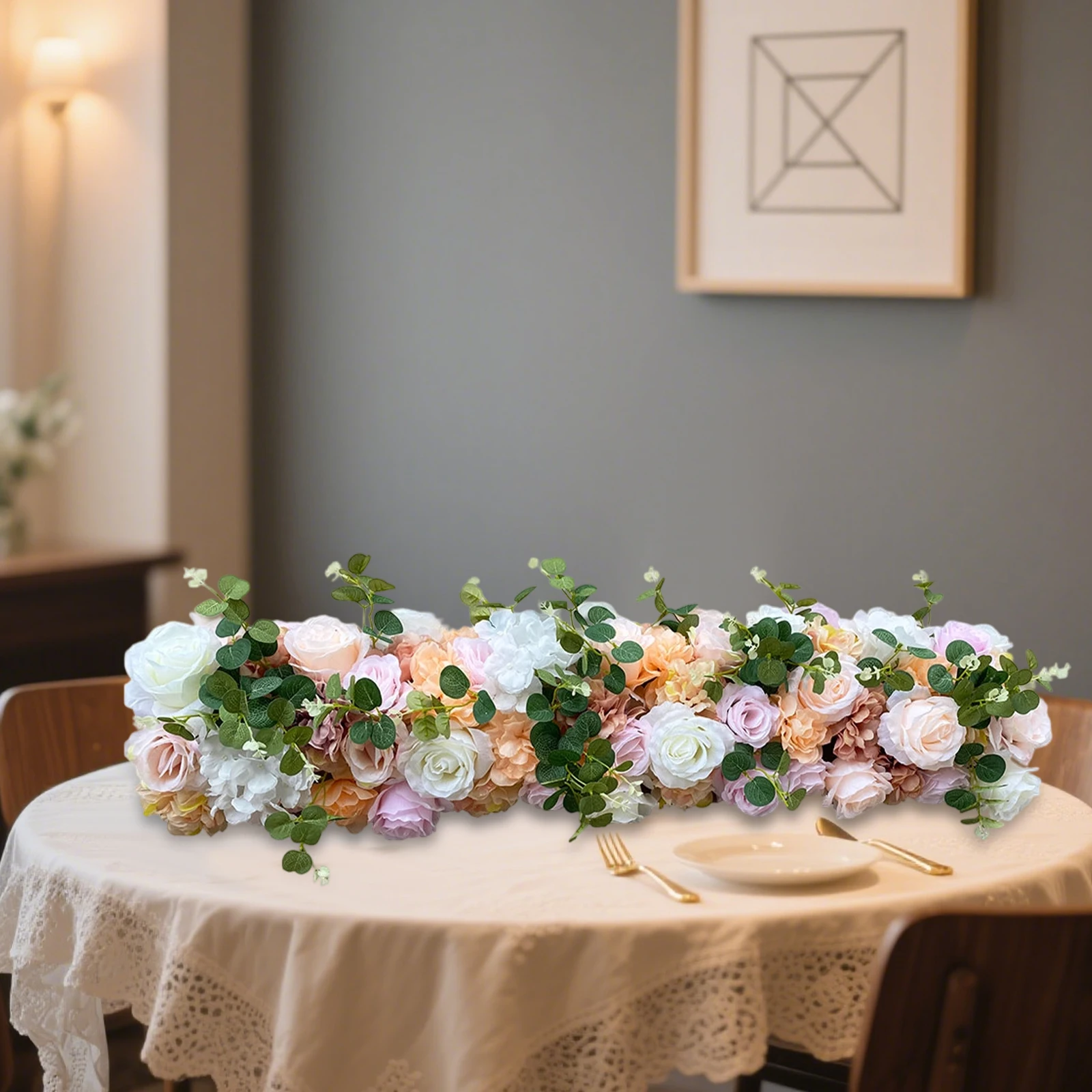 

100M Artificial Silk Flower, Integrated Wedding Decor Fake Flowers, Artificial Silk Flower Garland for Wedding Site, Photography