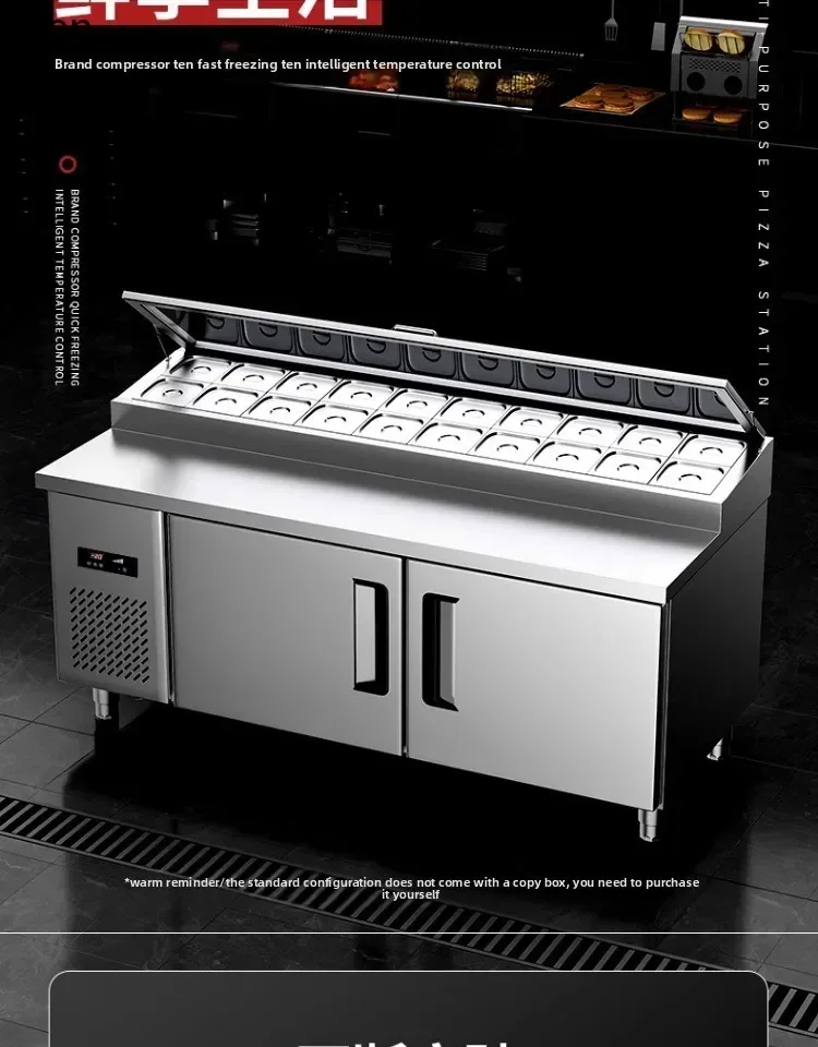 

small material table refrigerated fresh-keeping worktable milk tea shop fruit fishing double temperature refrigerator