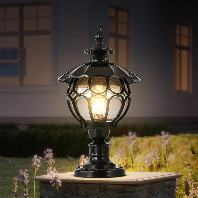 Outdoor Column Headlights Floor Lamps Lawn Walls Gate Courtyard Waterproof European Style Garden Villa Courtyard LED Table Light