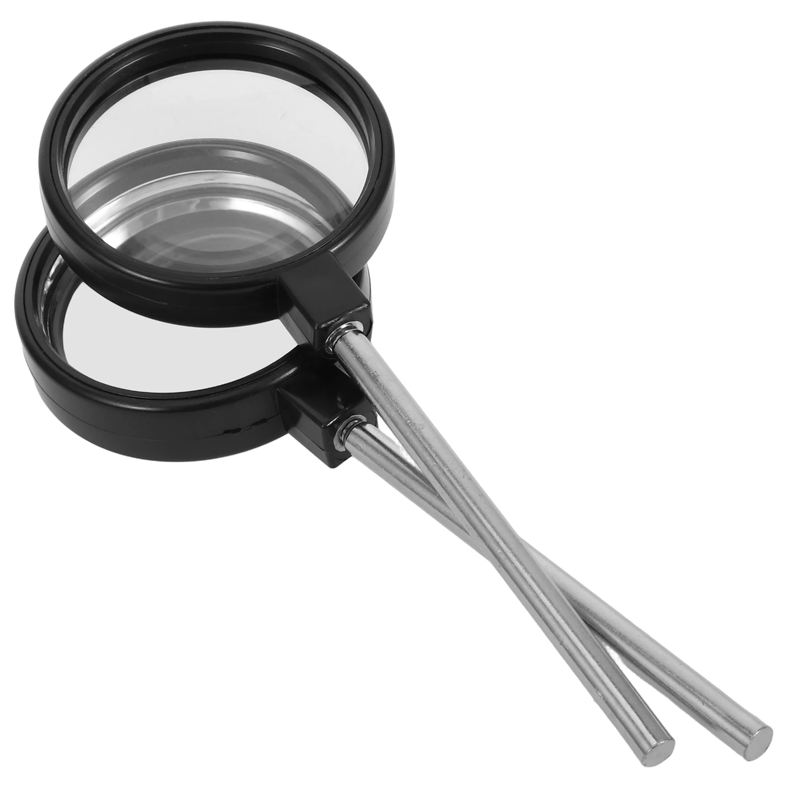 

2pcs Meniscus Lens Magnifying Glass Stainless Steel Handheld Tool Dual Purpose Portable Multi Function Optical Teaching