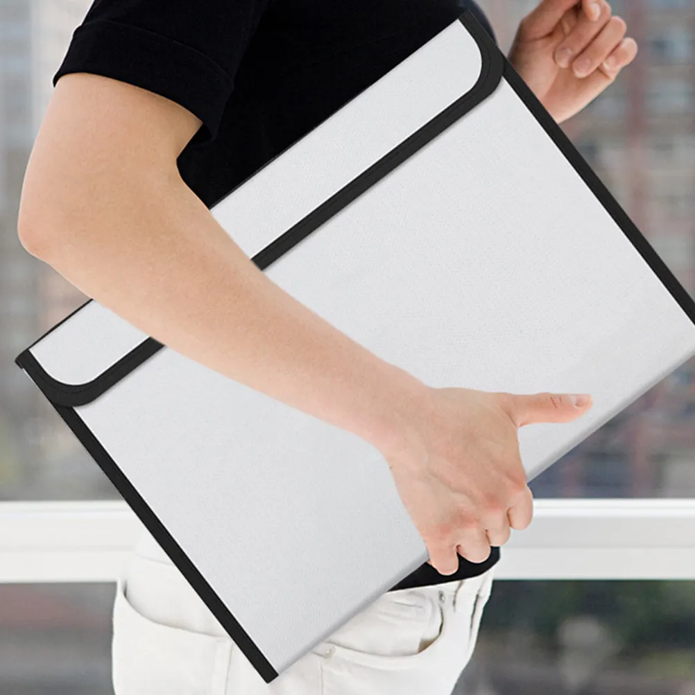 Fireproof Waterproof Documents Bag Double Layer Large Capacity Security File Storage Bag for Office Passport Certificates Cash