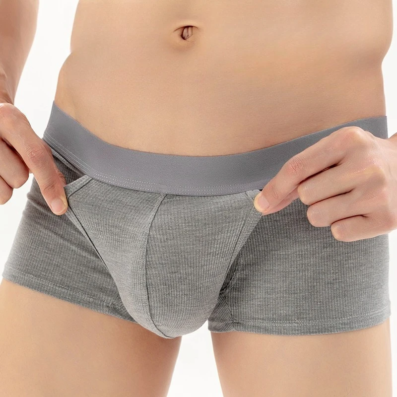 Men Sexy Space Capsule Pouch Separate Panties Breathable Low Waist U Convex Pouch Side Split Boxer Shorts Sports Panties