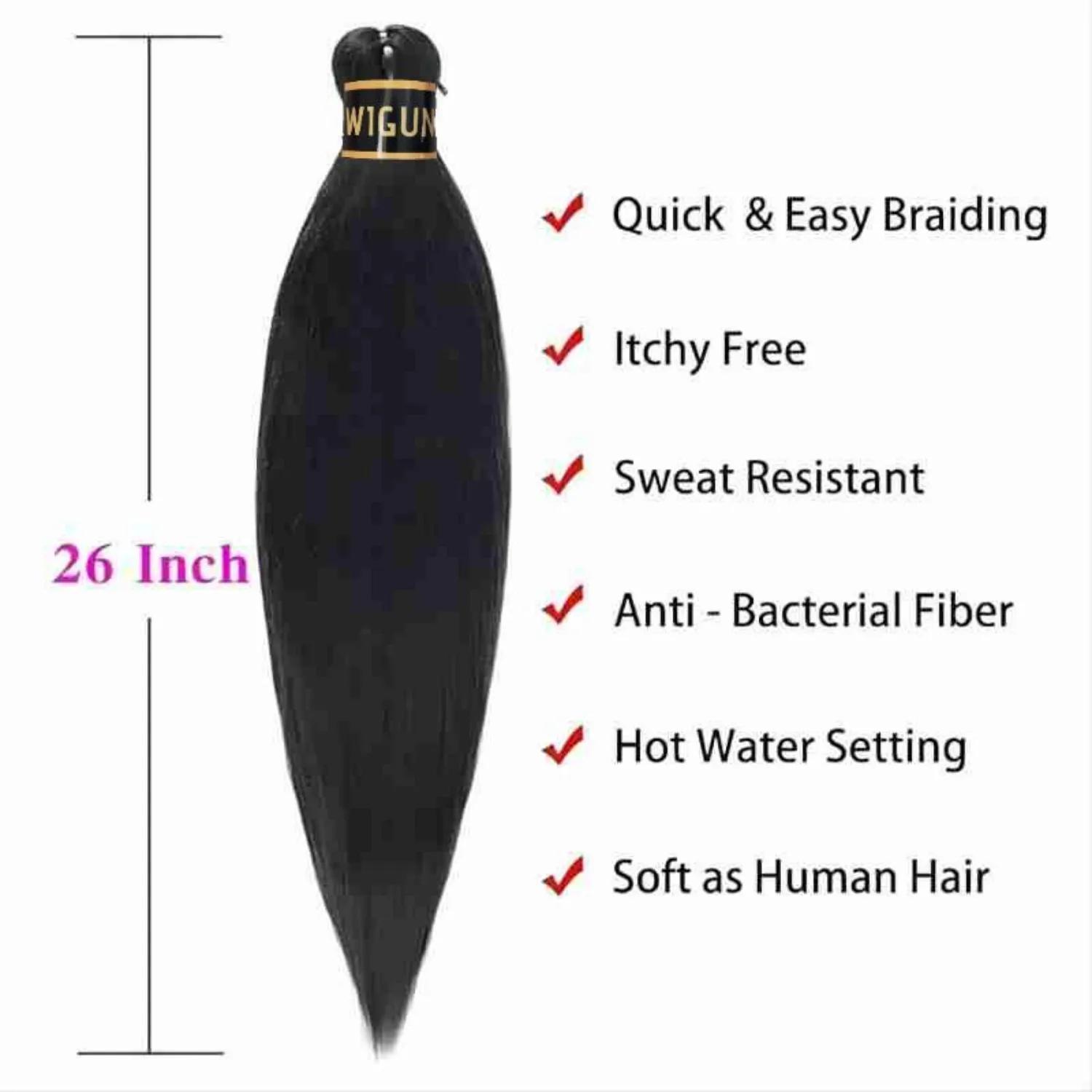 Pre-stretched Braiding Hair 26 Inches Long Braiding Hair, Yaki Texture Hot Water Setting Synthetic Braiding Hair Extensions