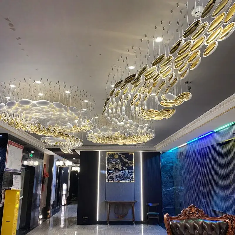 Hotel lobby luxury decorative crystal chandelier exhibition hall ballroom villa creative art glass custom lights