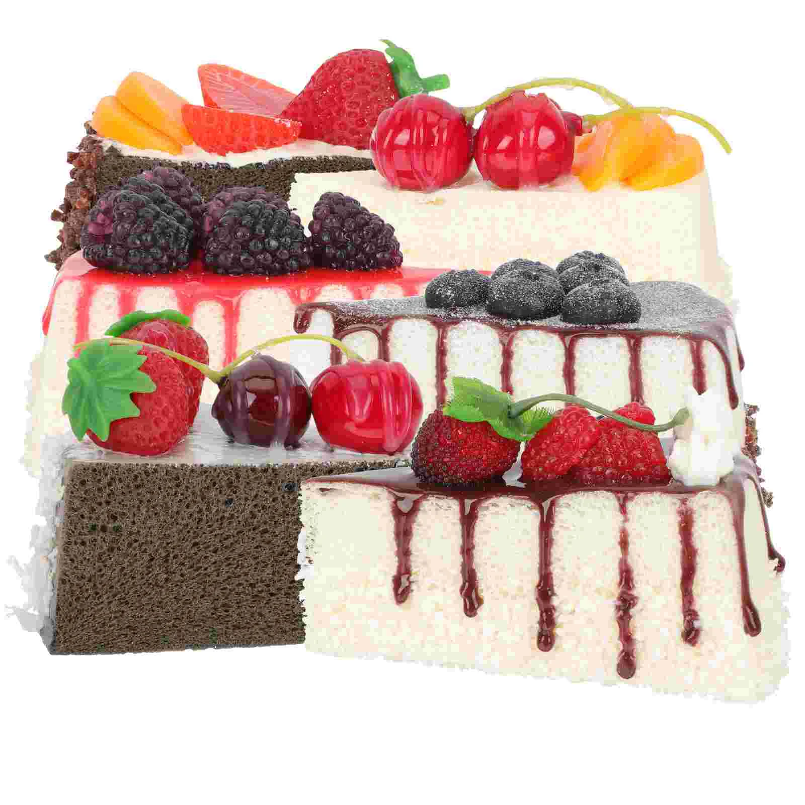 6 Pcs Simulation Cake Model Models Photo Props Tabletop Decor Artificial Cakes Slice Hand-torn Calendar