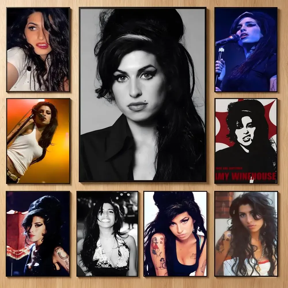 Soulful Vocalist A-Amy Winehouse Poster Classic Self-Adhesive PP Wall Sticker for Living Room Bar Decor Gift