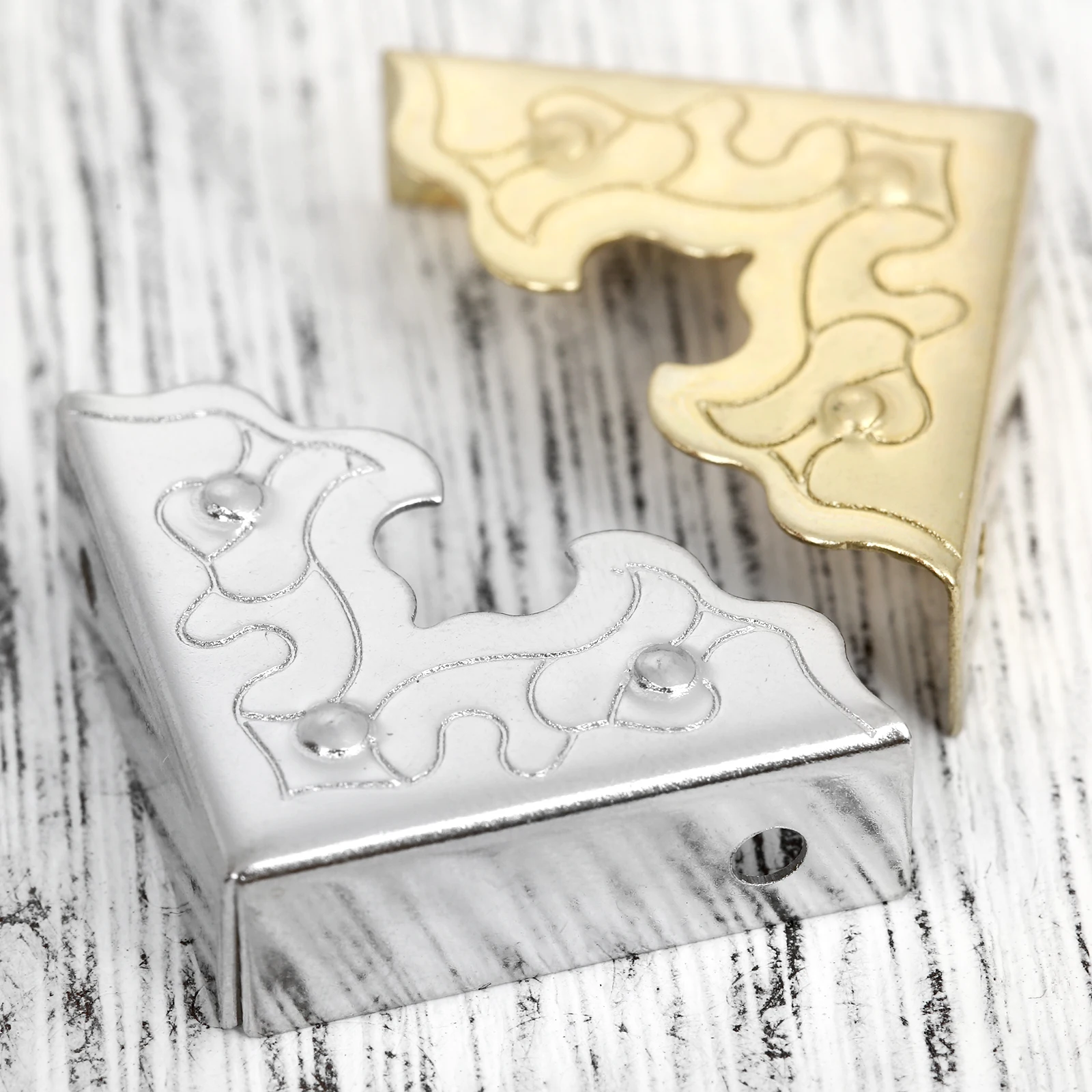 10pcs  Furniture Metal Crafts Jewelry Box Corner Foot Wood Case Corner Protector Decorative Corner  25*25*9mm