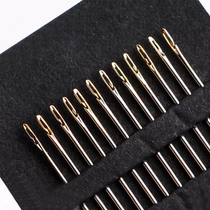 24/12Pcs Blind Needle Elderly Needle-side Hole Hand Household Sewing Stainless Steel Sewing Needless Threading Apparel Sewing