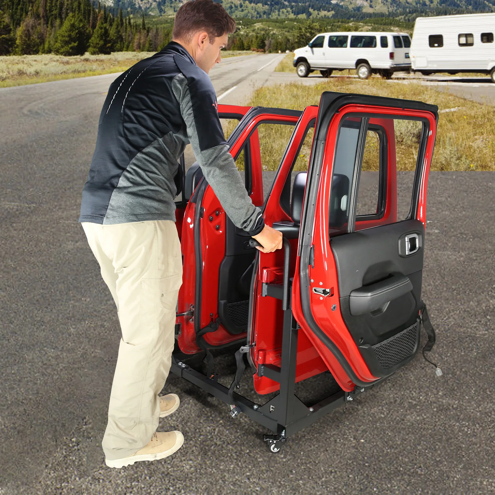 Jeep Door Storage Rack for 1987-2023 Wrangler & Gladiator - Removable, Movable Bracket for 2/4 Doors - Compatible with YJ TJ JK