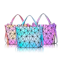 Luminous  bag Reflective geometric bags for women 2024 Quilted Shoulder Bags set Folding Totes female Handbags bolsa feminina