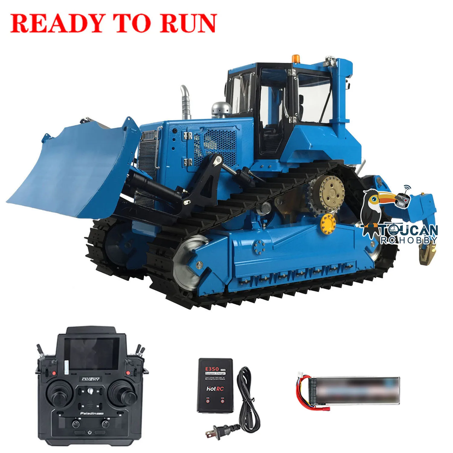 LESU 1/14 RC Dozer Aoue-DT60 Metal Hydraulic RC Truck Bulldozer Crawler TOUCAN DIY Painted Car Pump Light Sound Adult THZH1207