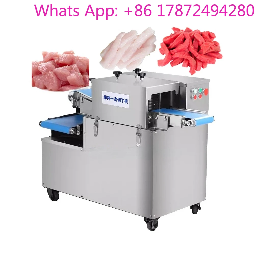 Small Electric Industrial Cutting Machine Frozen Tuna Dried Meat Dicer Cube Sausage Slicer Strip Saw Cutter Fully Automatic