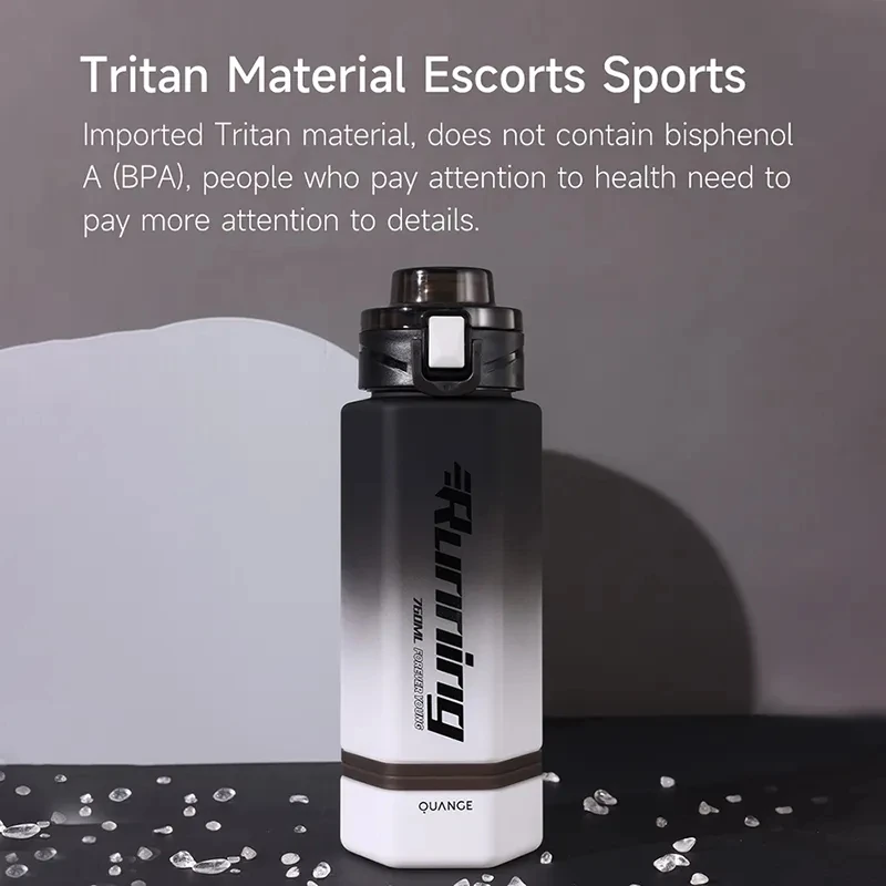 Вместительная бутылка для воды QUANGE из тритана, герметичная, портативная, для улицы, путешествий, спорта, фитнеса, тренажерного зала, велоспорта, летние бутылки для воды 760 мл