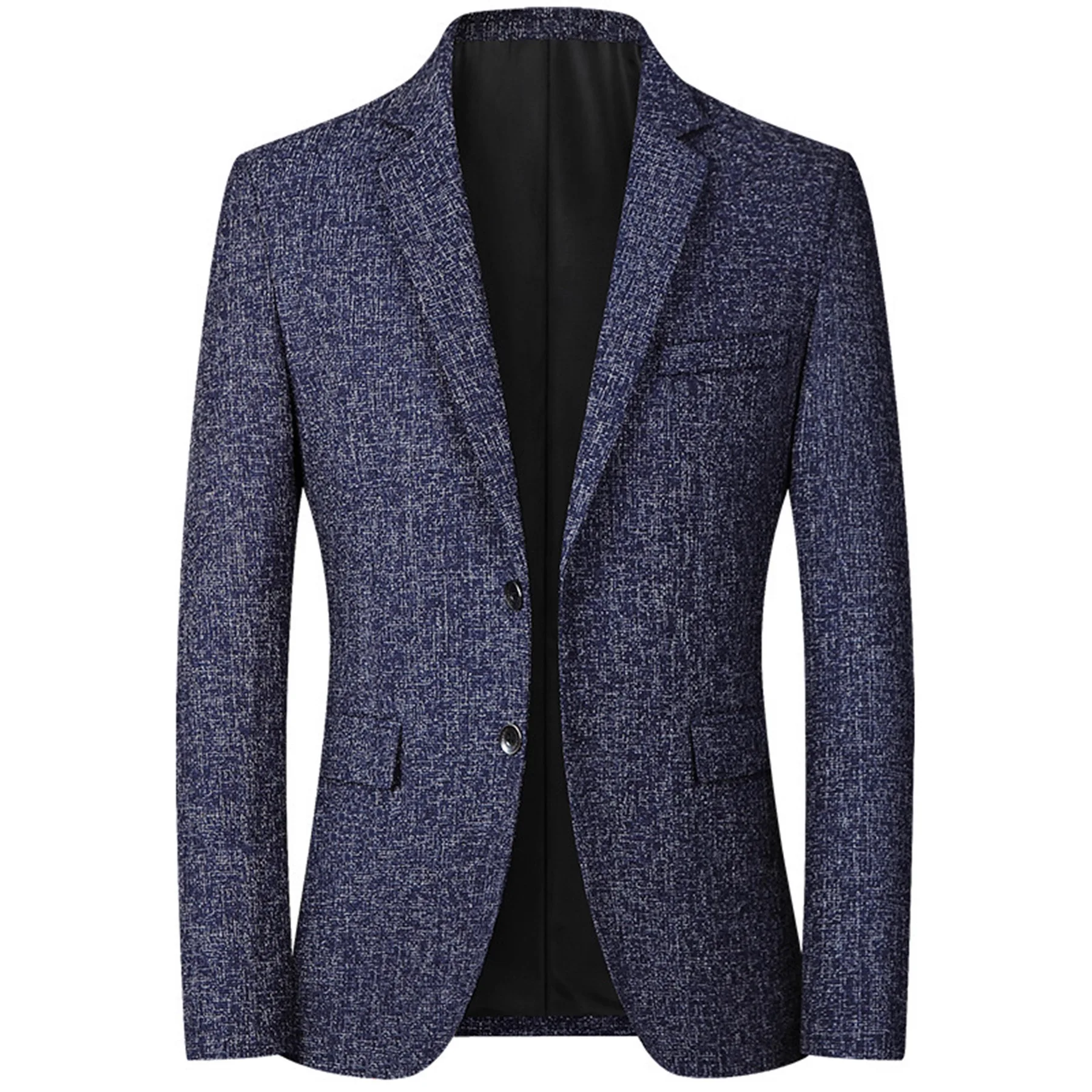 Primavera e outono masculino fino-encaixe fino moda casual cor sólida granulado blazer jaqueta leve terno de poliéster