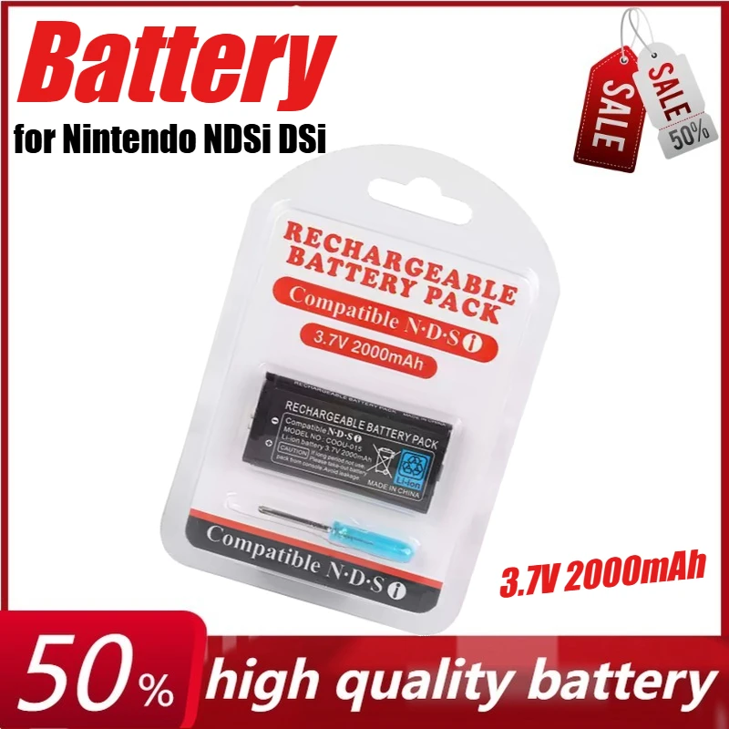 

3.7V 2000mAh Rechargeable Battery Lithium Battery Pack for Nintendo NDSi DSi with Screwdriver Game Console Built-in Batteries