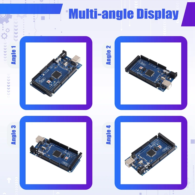 DT98 MEGA2560 R3 Development Board ATmega2560-16AU, ATMEGA16U2-MU for Arduino, 5V USB Compatible, Blue PCB