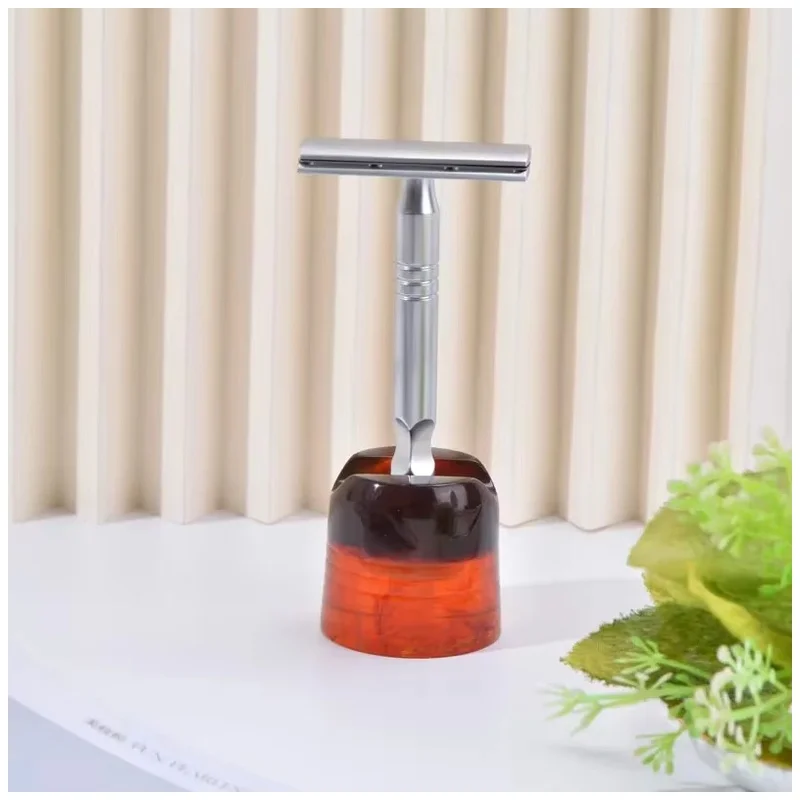 YAQI Mens Shaving Razor Holder Stand Wet Shave Tools Men Shaving Products Razor Holder Moka Express Resin Best Gift for Men