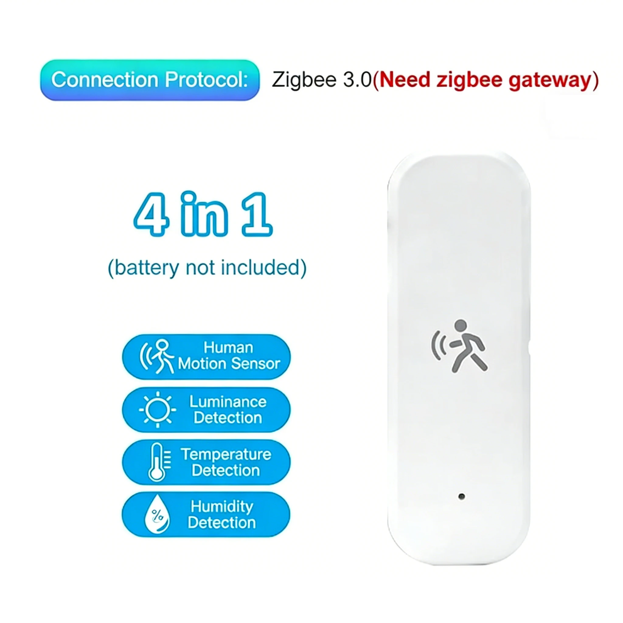 Tuya Zigbee Smart 10G Mmwave Radar Bewegungssensor, 4-in-1 Detektor mit Helligkeits-, Temperatur- und Feuchtigkeitsmessung für Heimsicherheit