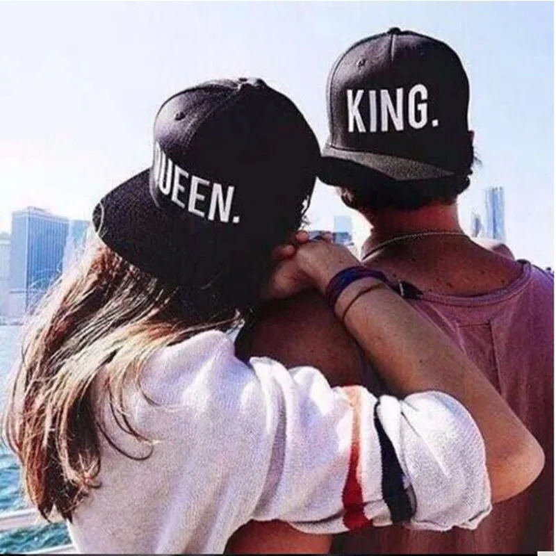 

Hip Hop Hats King and Queen 3D Embroidered Lovers Couples Snapback Caps Adjustable