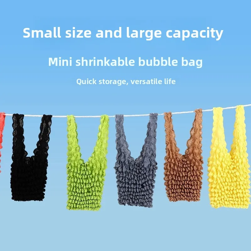 Trendy Magic Expandable Shopping Bag Wrinkle Bubble Puff Multi Purpose Large Capacity Elastic
