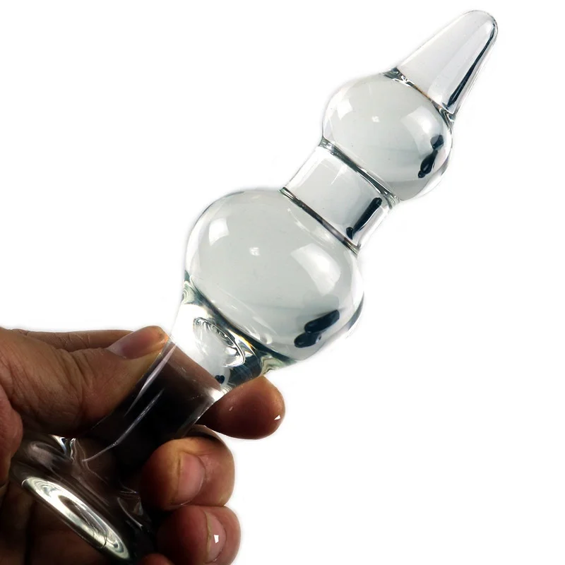 Grand plug anal en verre transparent avec traction de perle arrière de 5 cm de diamètre, 18+ jouet sexuel adulte, masseur de prostate pour la masturbation des hommes