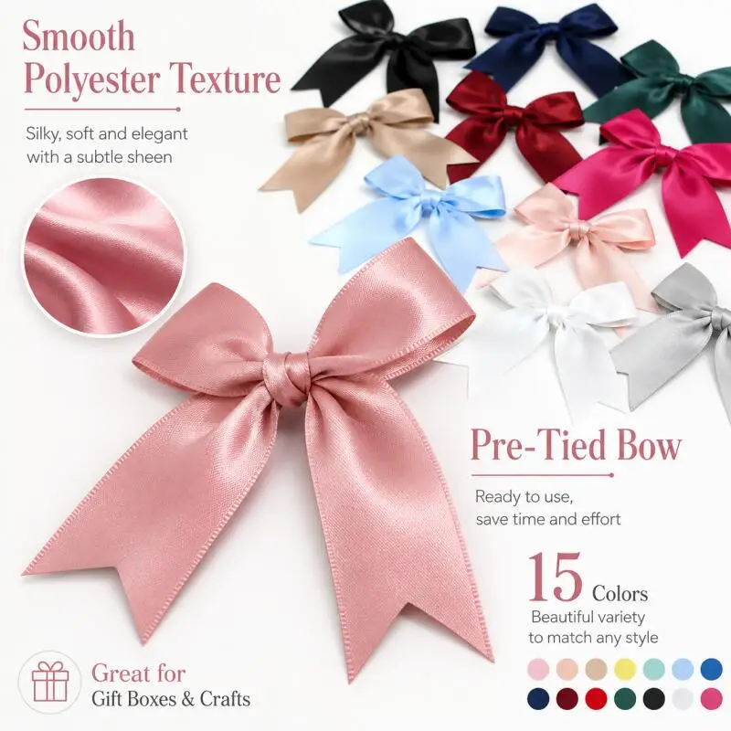 

50 pcs 8.5x8.5 cm Color Ribbon Bows Medium Ribbon Bows for Floral Crafts DIY Party Decorations