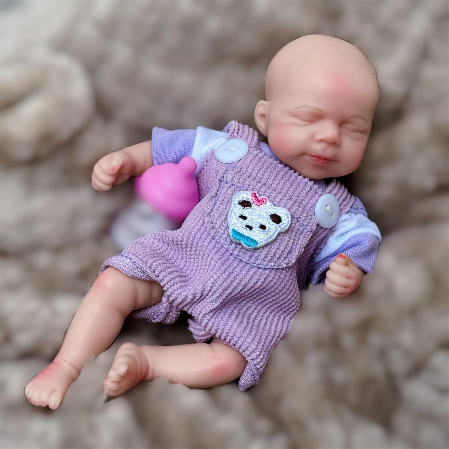 귀여운 6 인치 미니 팜 파스칼 실리콘 Reborn Bebe 소녀 인형 페인트 대머리 수제 유연한 비비 Reborn 인형 아이의 선물