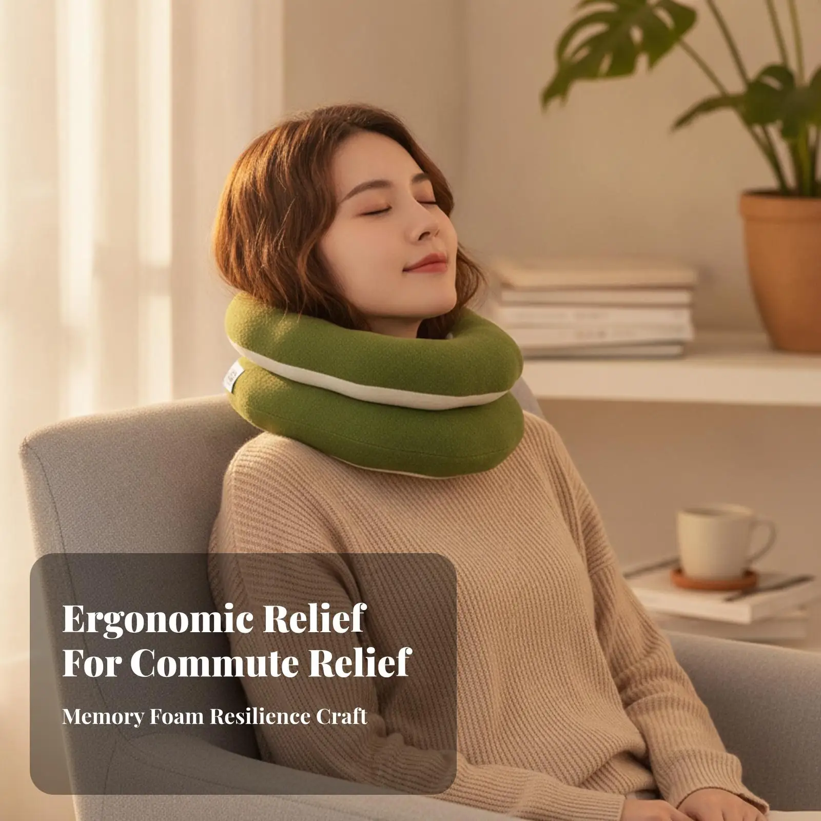 Adjustable Contoured Neck Support Pillow for Travel with Firm Density Foam and Spandex Blend Cover for Long Trips