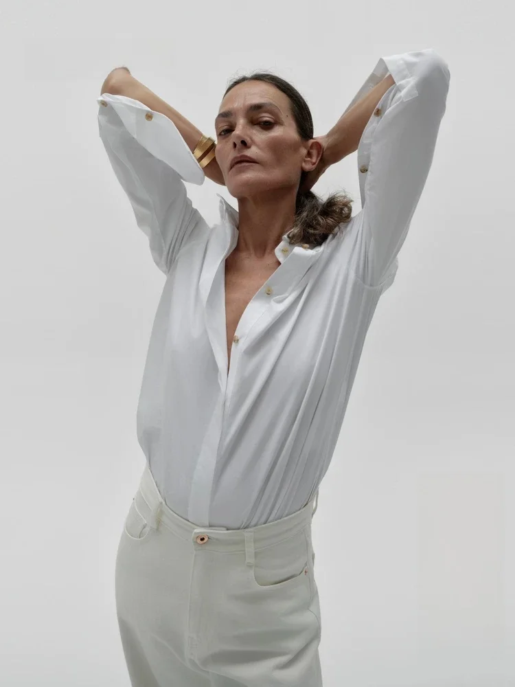 Edition Red Label Spring 2025 Slim Long Sleeve Shirt Straight Cut Pure Cotton Regular Sleeve Length Stand Collar Standard Length