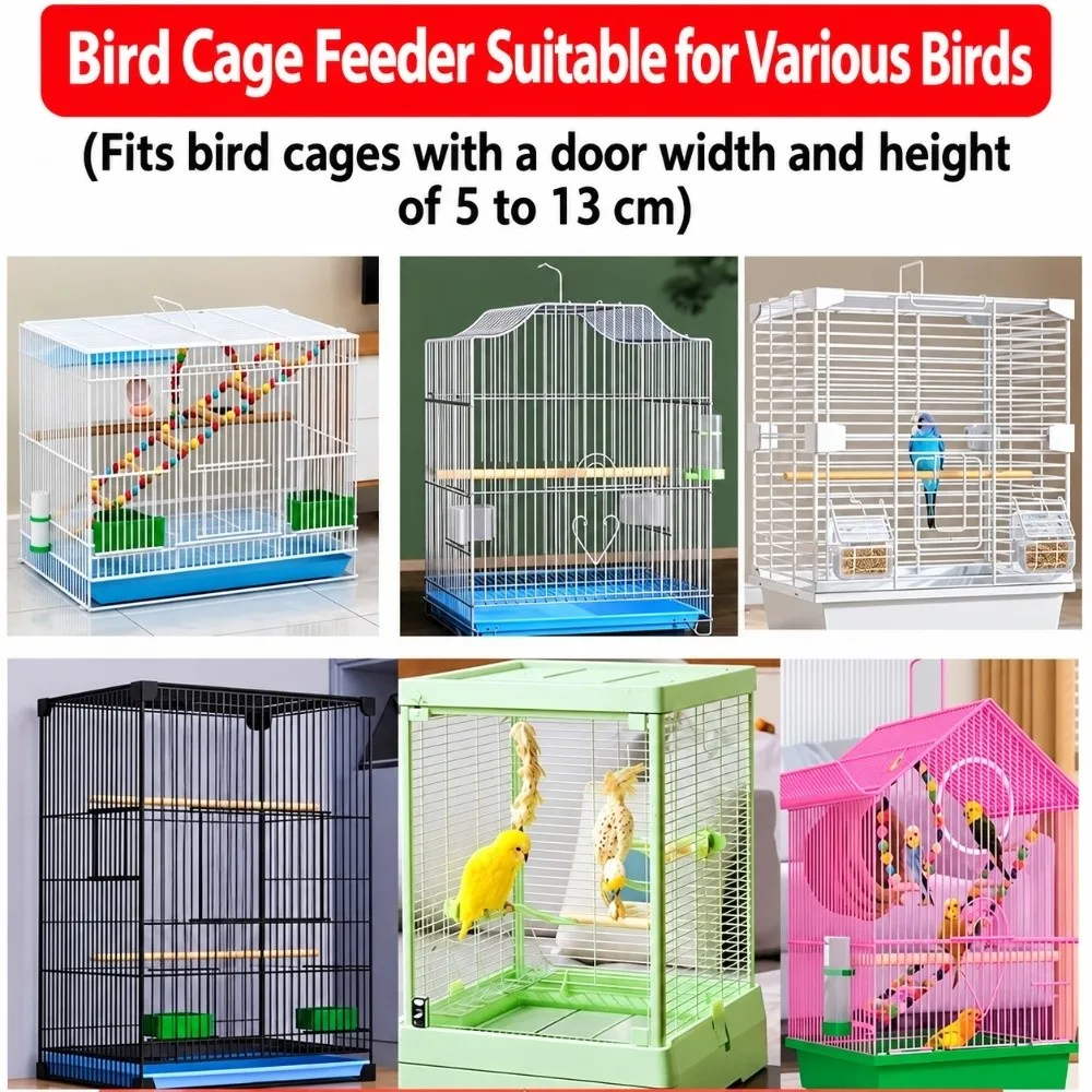 Large Capacity Bird Feeder Splatter Proof Auto Dispense Parrot Feeder Husk Separation Long Food Box Automatic Bird Feeder