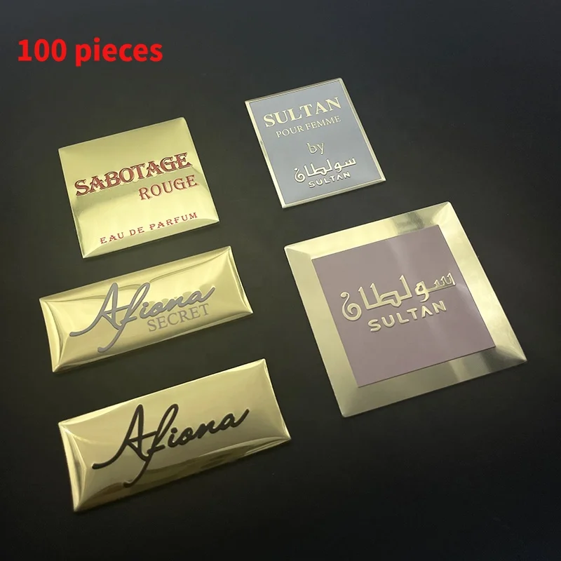 10 0.Zhang.Custom.Custom high quality waterproof durable luxury perfume design metal label plate perfume bottle