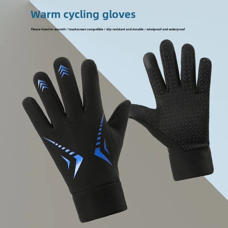 Men Winter Outdoor Cycling Motorcycle Mountaineering Gloves Windproof Waterproof Non Slip Touch Screen Warm Fleece Thermal