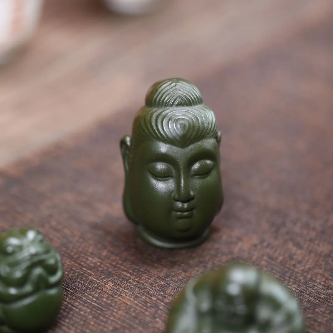 Yixing Zisha Laughing Pet Handheld Tea Play Maitreya Buddha Interesting Zen Home Decoration Green Clay Nurturable Chinese Style