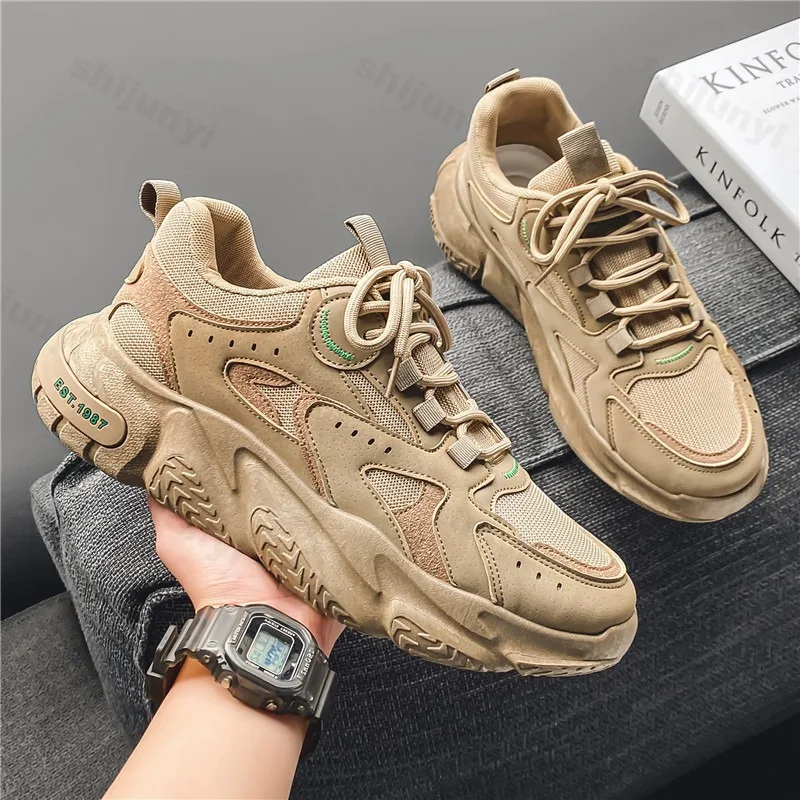 

Concise Solid Mesh Low Top Thick Soled Casual Shoes for Men 2025 Autumn New Fashion Trend Versatile Comfortable Chunky sneakers
