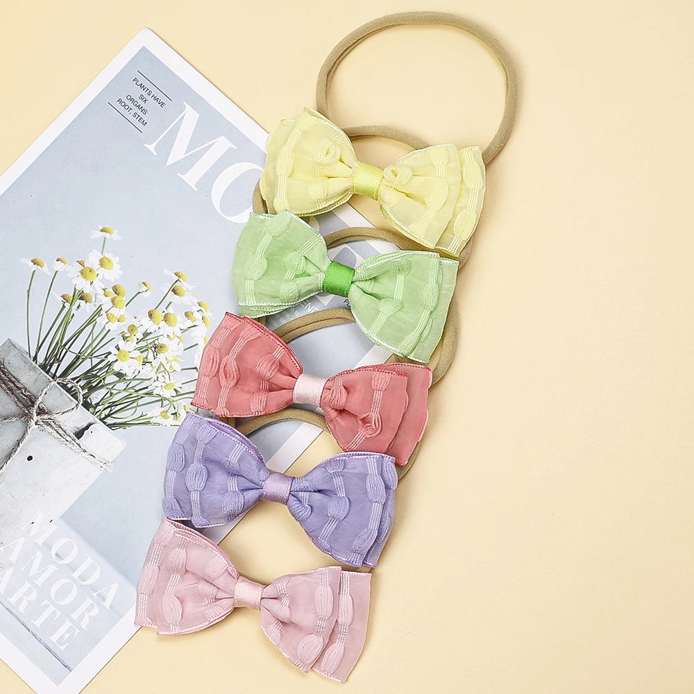 Baby Girl Elastic Rubber Bands for Kids Hair Bows Bowknot Hairbands Infant Kids Headband Soft Nylon Children's Hair Accessories