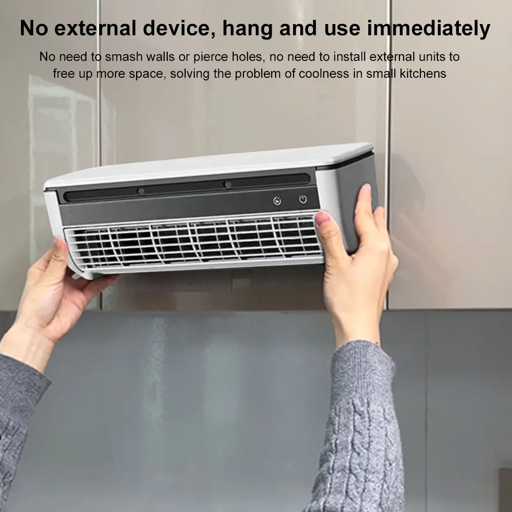 6000mAh Rechargeable Desktop Fan Portable Wall-Mounted Air Conditioning Fan 3 Speeds Adjustable Home Office Kitchen Leafless Fan