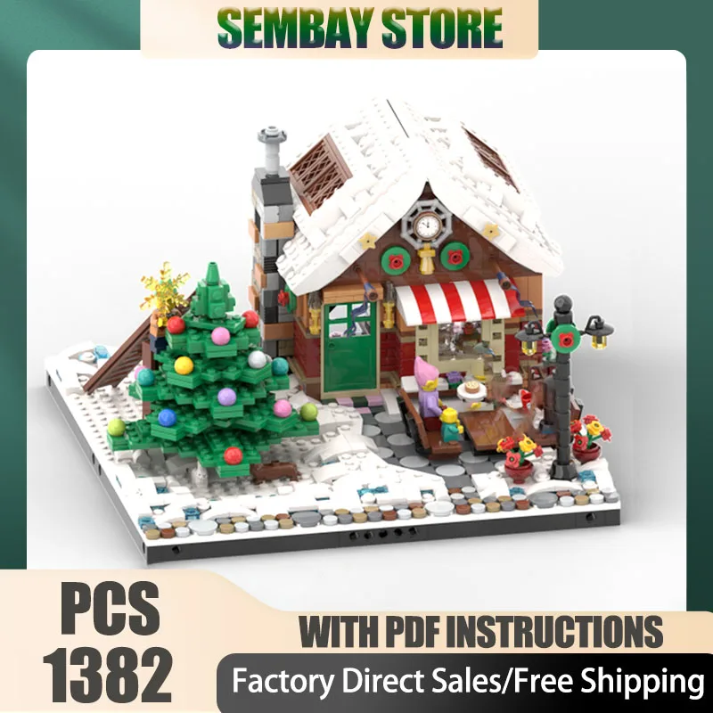 

Street View Moc Строительные кирпичи Модульный кафе для эльфа Зимняя деревня Модель Технологические блоки Рождественские игрушки «сделай сам» Строительные подарки