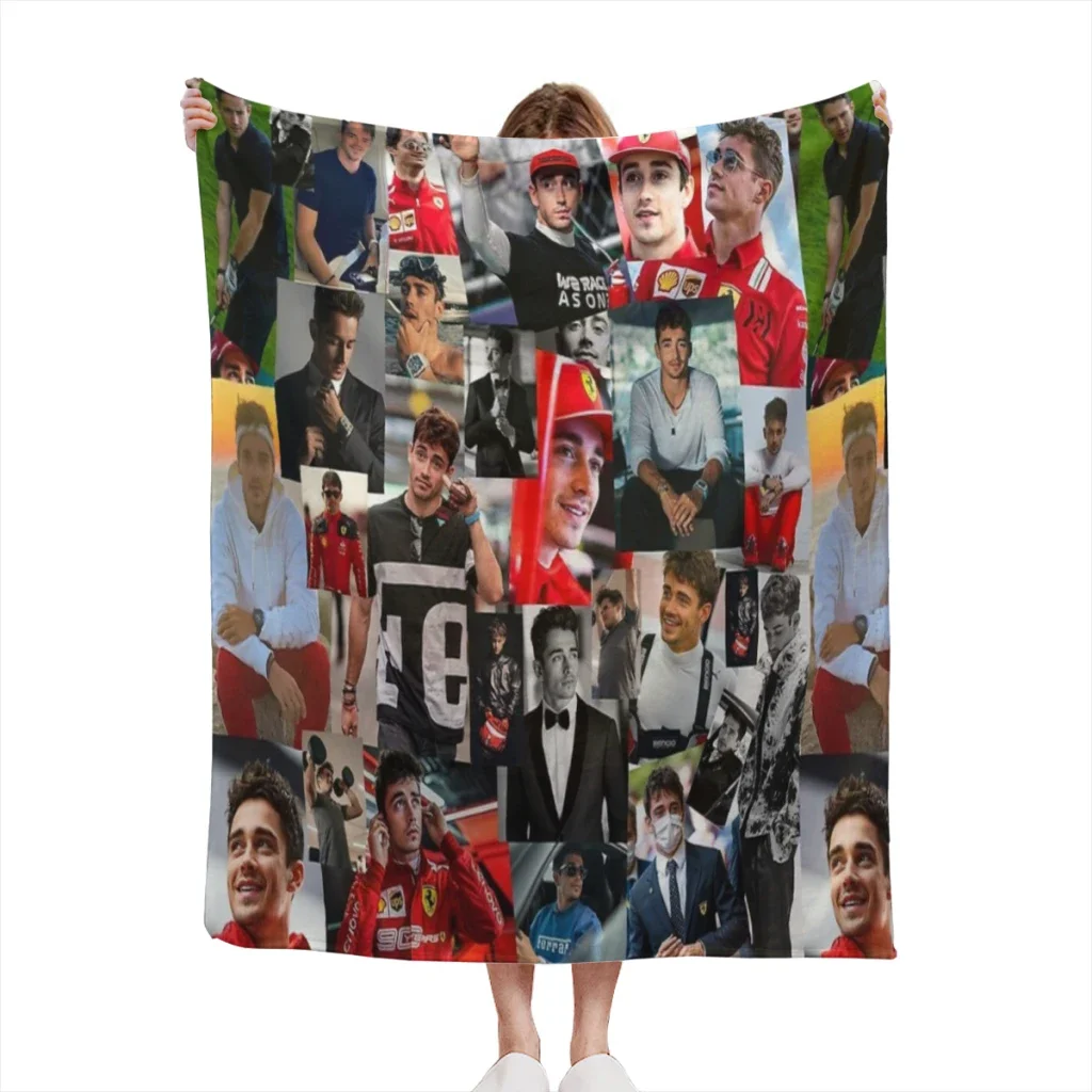 Charles Leclerc Monacan motorsports racing driver Collage Summer Blanket Thin Blanket Comforter Flannel Soft throw Blankets