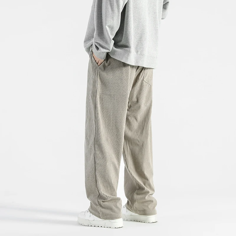 

2023 Men Casual Pants Vintage Casual Straight Pants Autumn Korean Fashion Wide Leg Trousers Men Street Corduroy Pantalones